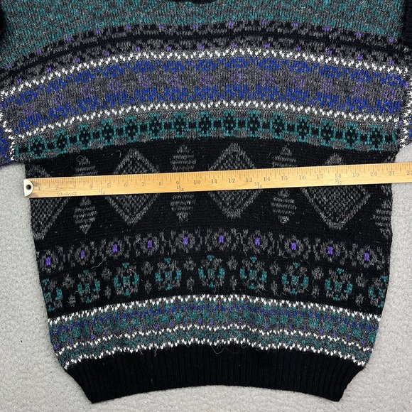 Vintage 90s New‎ Era Knit Acrylic Sweater Abstract Sweatshirt USA Made Sz Large - Picture 5 of 5